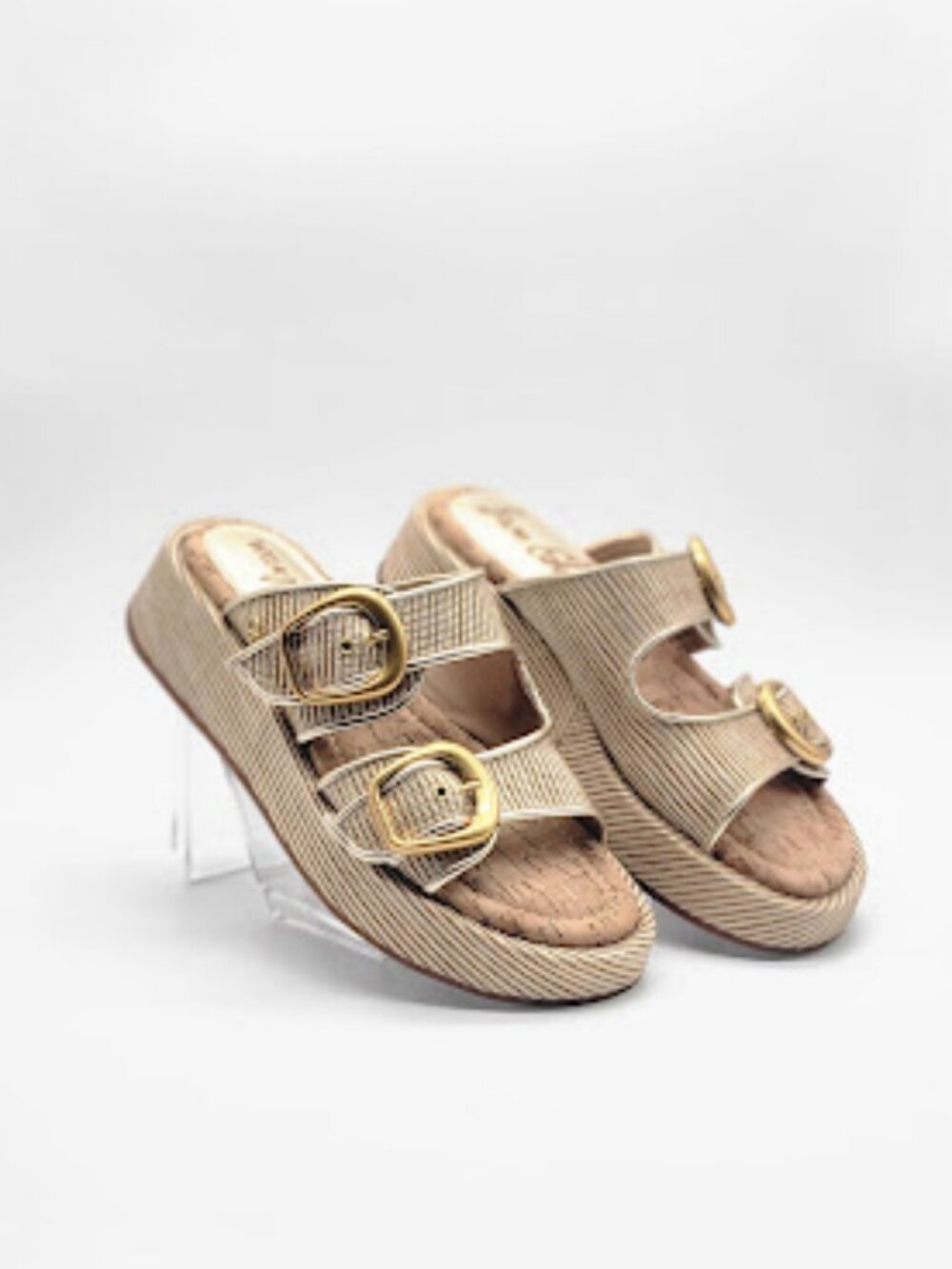 SAM EDELMAN Nerissa Platform Slide Sandals Women’s Size 8 Tan Buckle Comfort